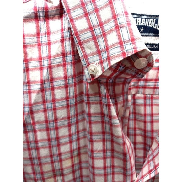 Panhandle Slim Long Sleeve Spell Out Size Small Western Plaid Red White Rodeo - Picture 2 of 11